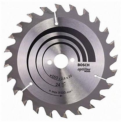 Bosch Lame de scie circulaire 165x30x2,6mm Optiline Wood pour le bois 24 dents