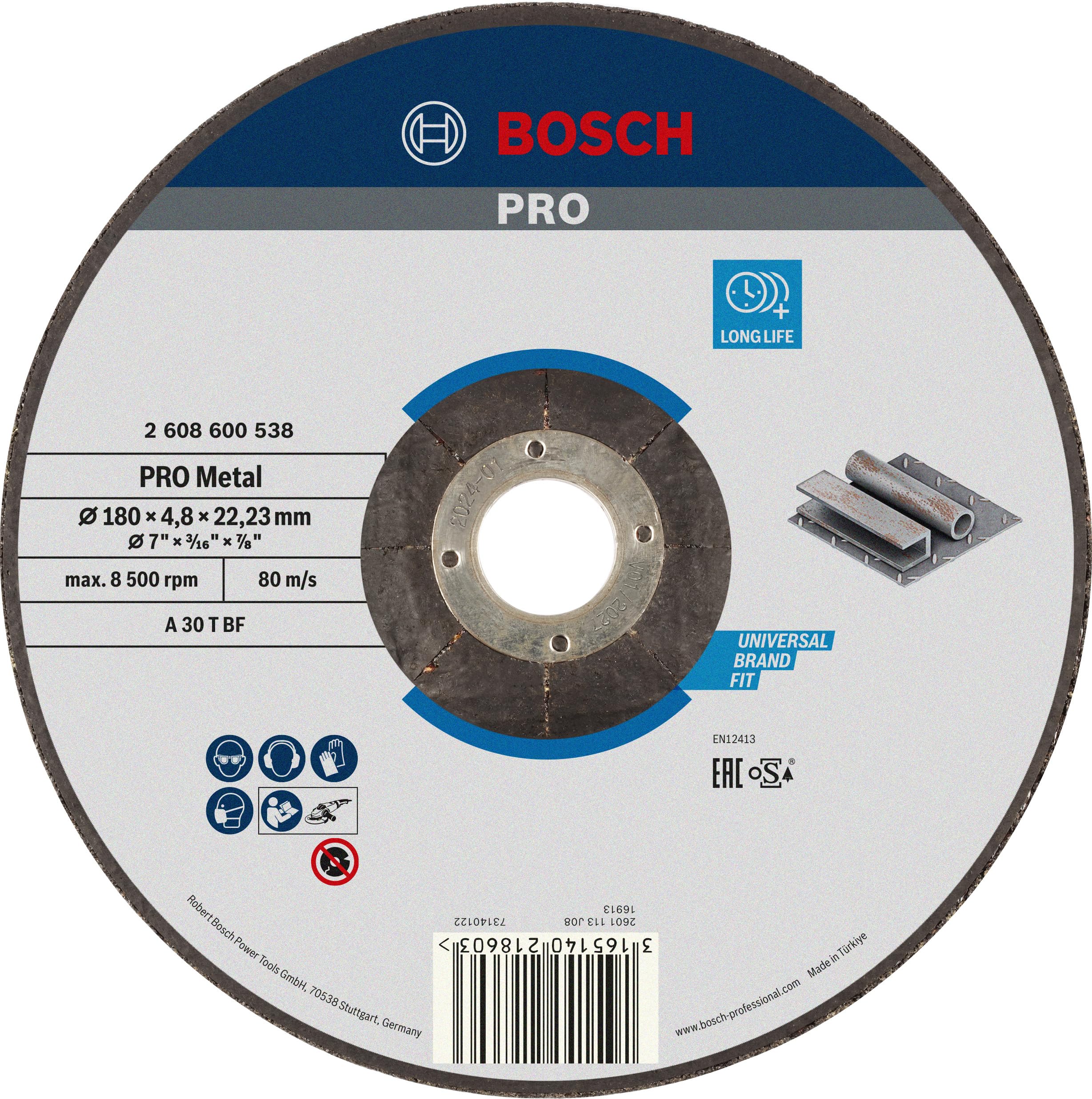 Bosch Professional 2608600538 Meule, Grey, 180 mm 4,8 mm