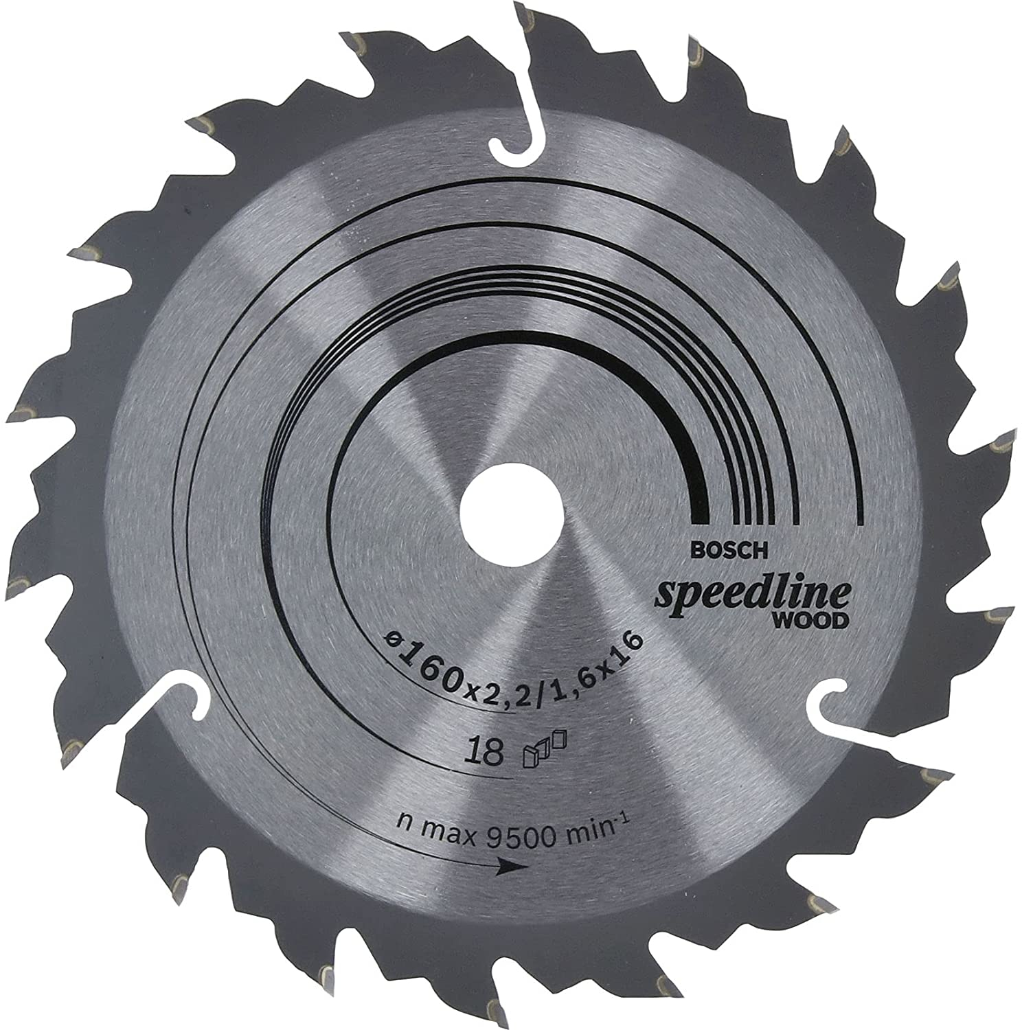 Bosch Professional Lame de Scie Circulaire, 18 Dents, 16mm d'Alésage, 2.2mm Largeur de Coupe, 1.6mm Épaisseur du Corps, 160mm Diamètre