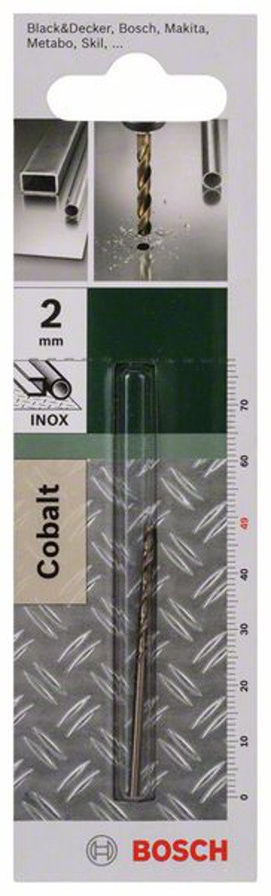 Bosch Foret à Métaux Rectifié Hss-Co Din 338 Longueur 49 Mm Diamètre 2 Mm