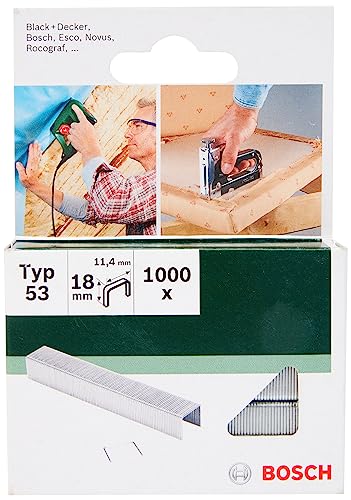 Bosch Professional Agrafes à fil fin type 53 Largeur 11,4 mm Epaisseur 0,74 mm Longueur 18 mm 1000 pièces
