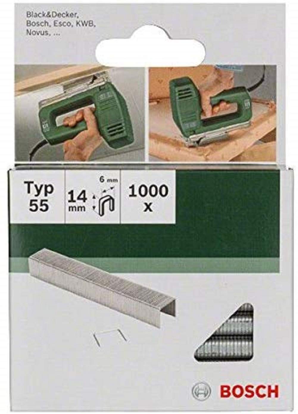 Bosch Professional Set de 1000 agrafes à dos étroit Type 55