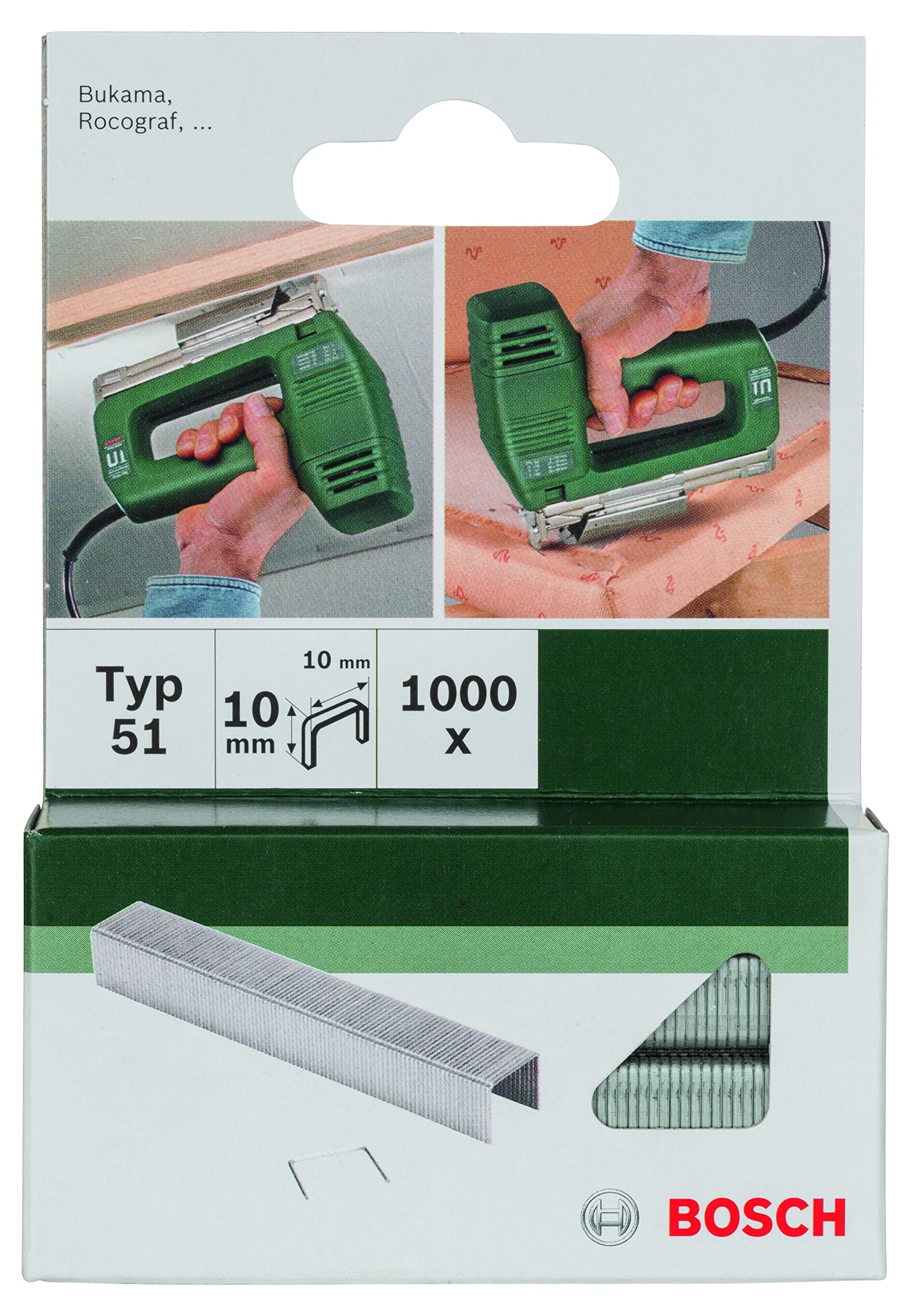 Bosch Professional Set de 1000 agrafes à fil plat Type 51