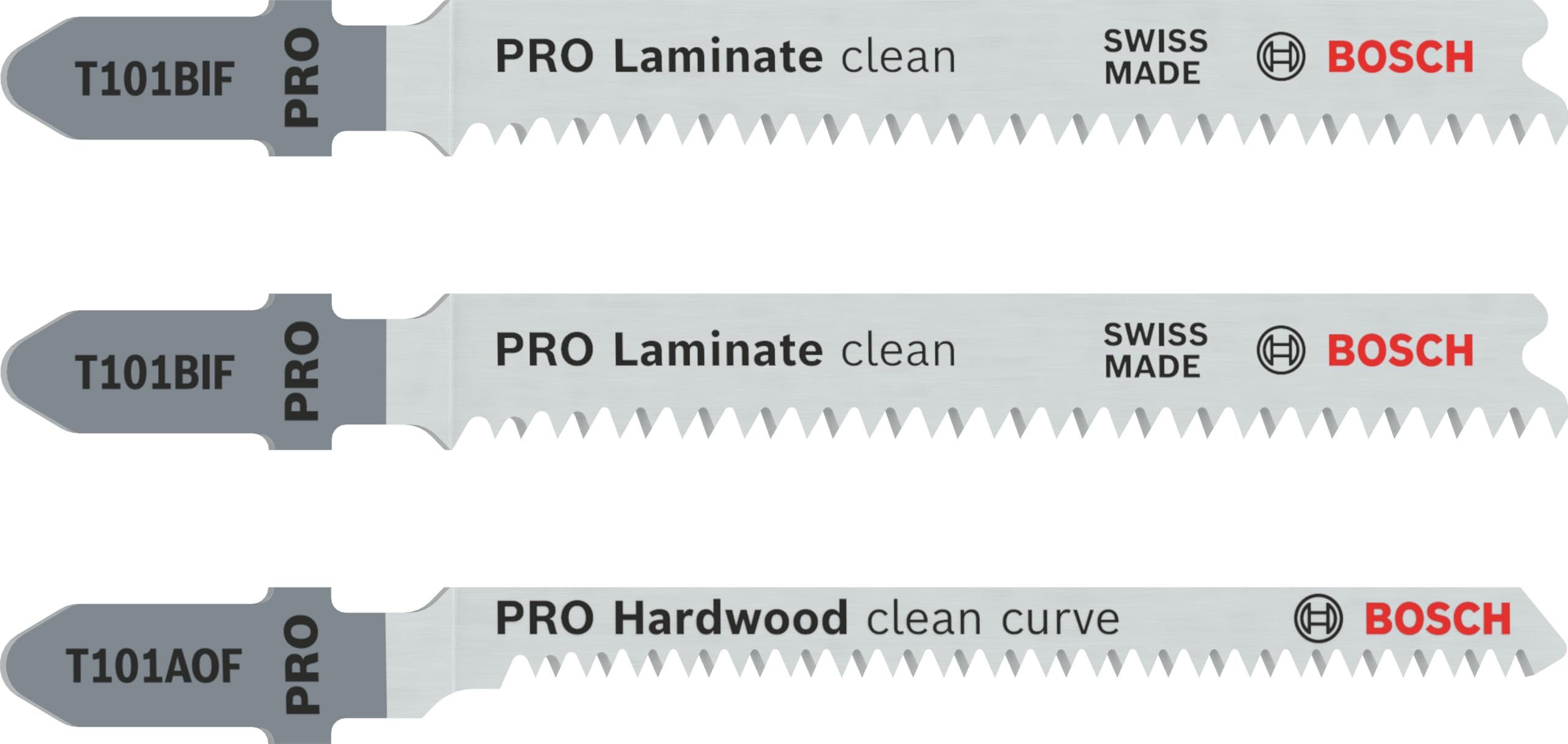 Bosch Professional Laminate Jigsaw Blades (2 x T101 BIF, 1 x T101 AOF)