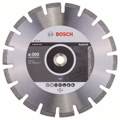 Bosch Lame de scie diamant Standard pour asphalte 300 x 20,00/25,40 x 2,8 x 8 mm