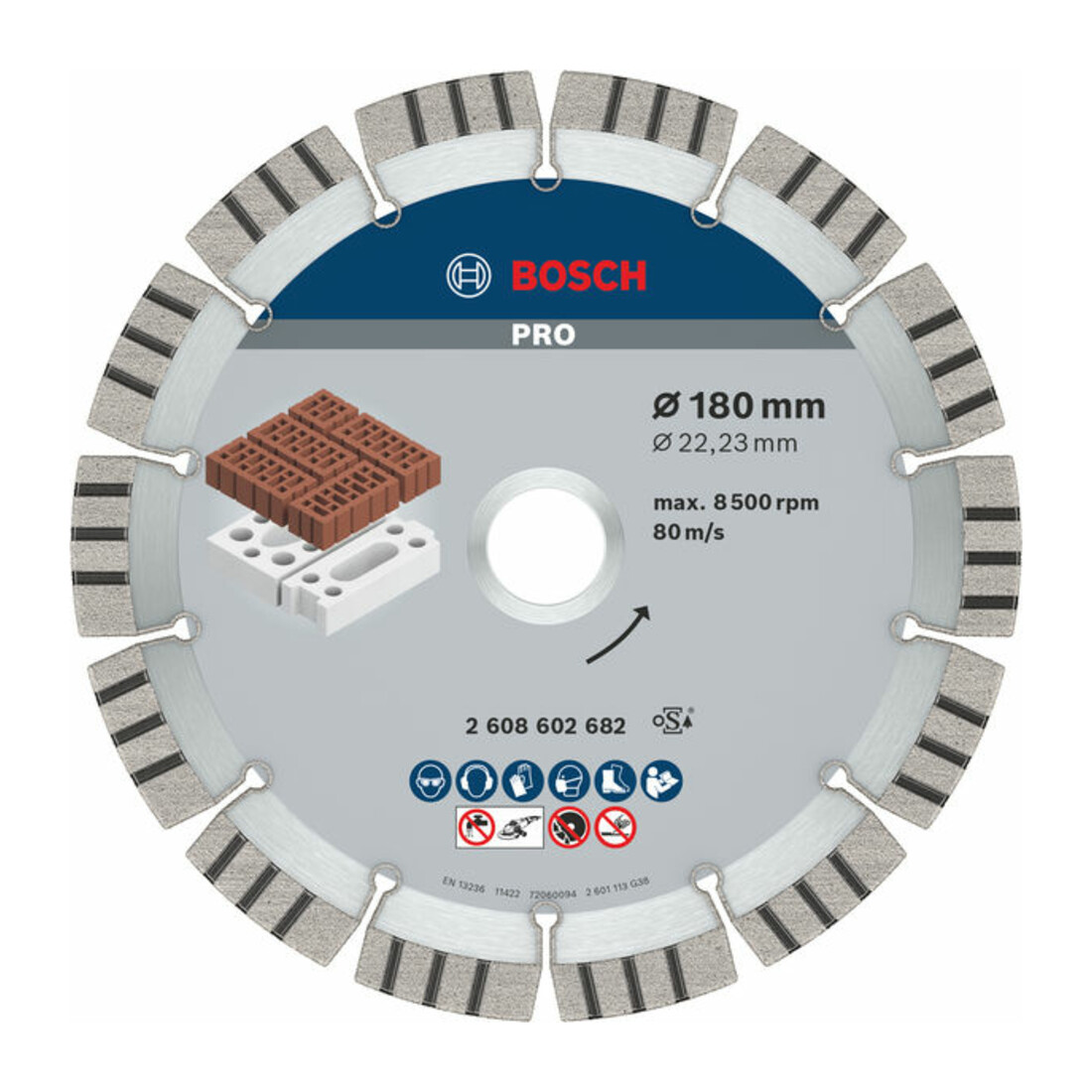Bosch Disque à tronçonner diamanté Meilleur pour abrasif 180 x 22,23 x 2,4 x 12 mm