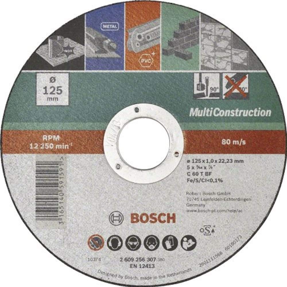 Bosch 2609256307 Disque Ã  tronÃ§onner Ã  moyeu plat Multi Construction 125mm