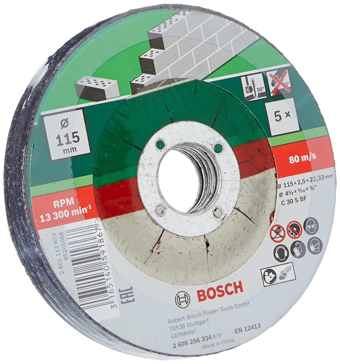 Bosch Professional Assortiment de disques à tronçonner à moyeu déporté pour Matériaux Diamètre 115 mm