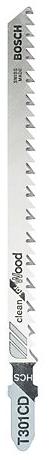 Bosch Lame de scie sauteuse T droite propre Bois tendre T301CD, lot de 2