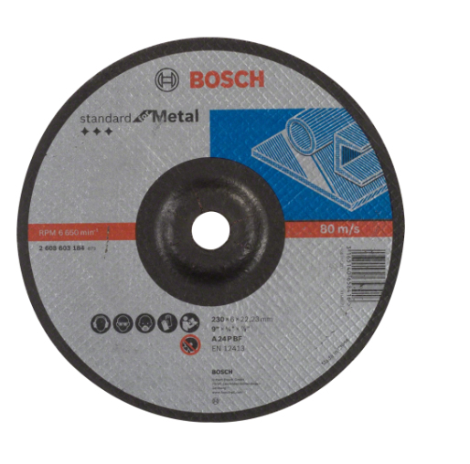 Bosch Professional 2608603184 Meule à ébarber à moyeu déporté standard for metal A 24 P BF 230 mm 22,23 mm 6,0 mm