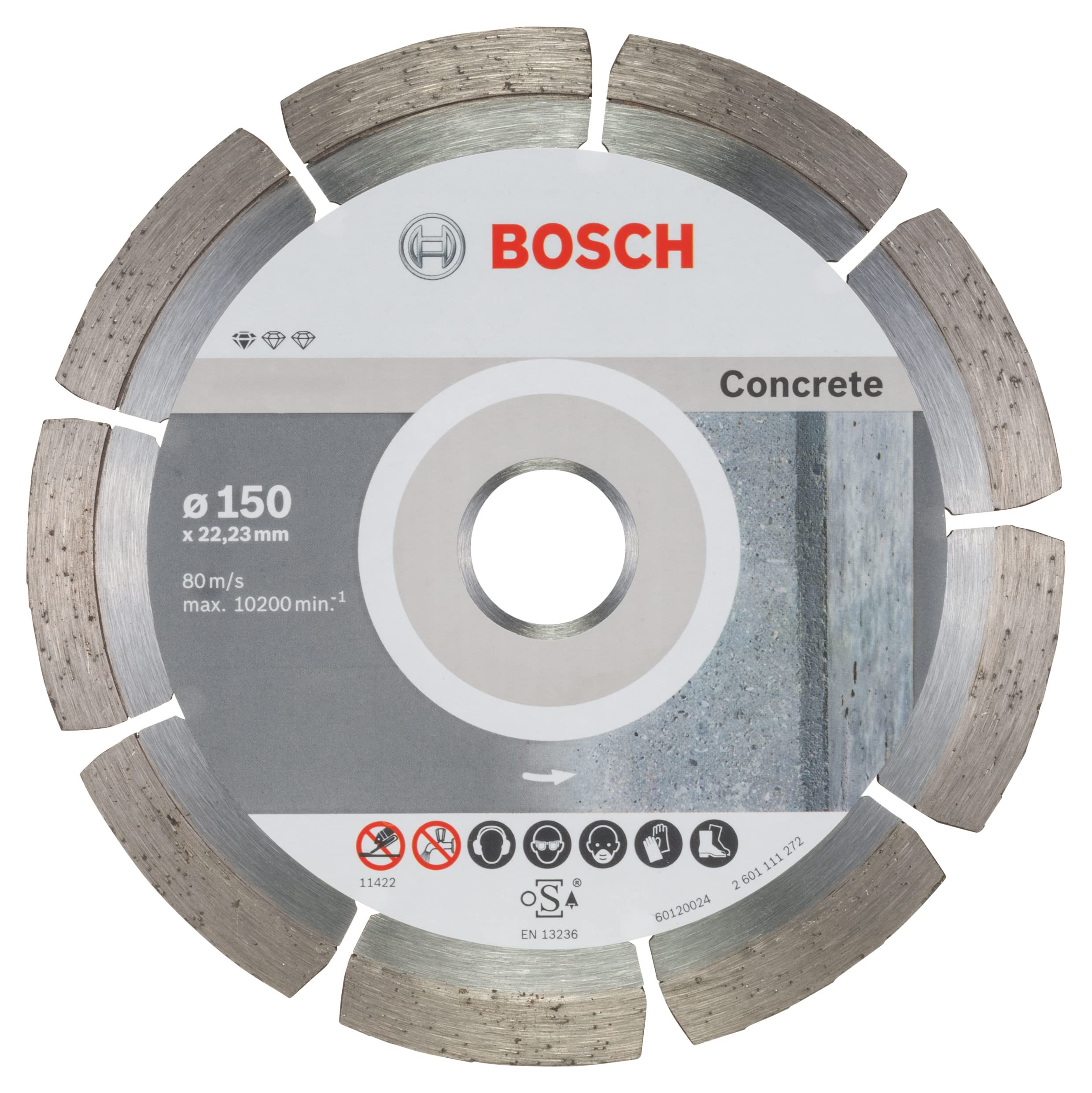 Bosch Professional 2608603241 Disque à tronçonner diamanté pour béton, Argent, 150 x 22,23 mm