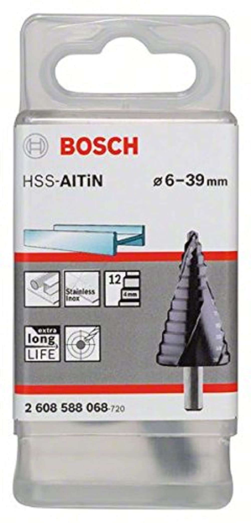 Bosch Professional Fraise étagée queue 3 pans Longueur 93,5 mm Exécution HSS-AlTIN