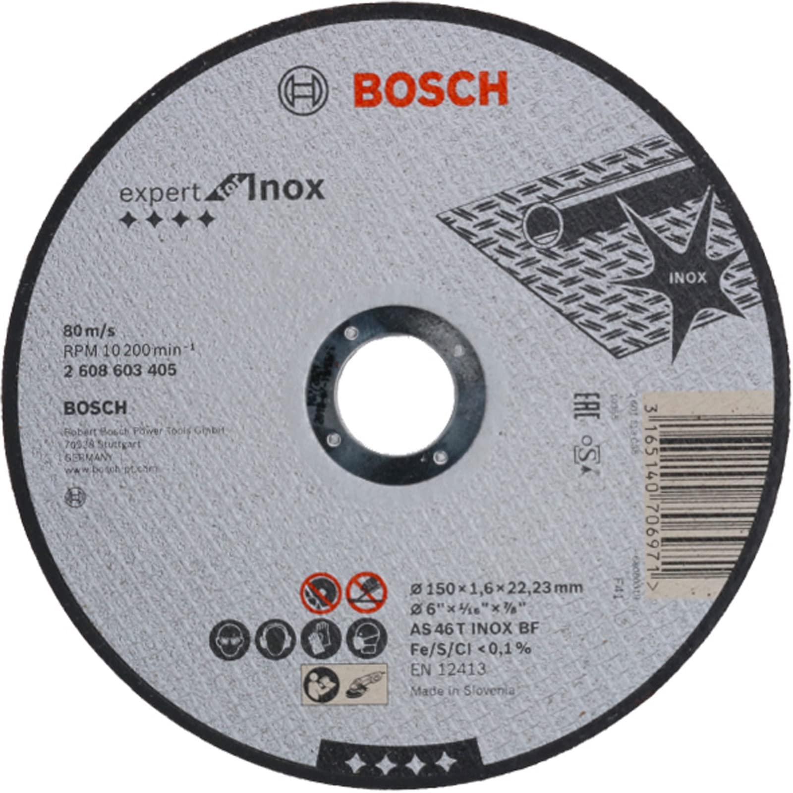 Bosch Expert Disque à tronçonner à moyeu plat Expert for Inox AS 46 T inox BF 150 mm 1,6 mm