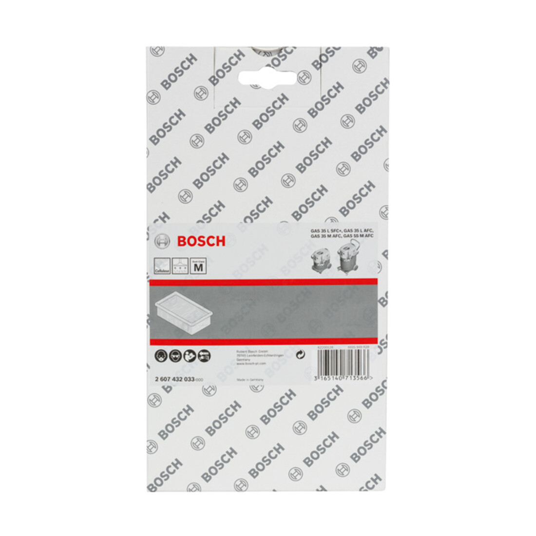 Bosch Filtre plissé plat en cellulose 6150 cm², 240 x 140 x 56 mm
