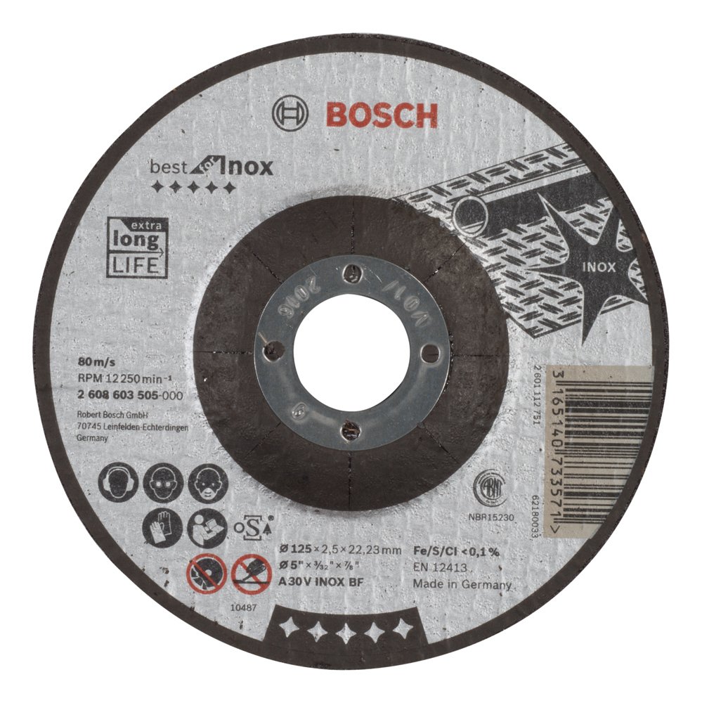 Bosch Professional Bosch 2608603505 Disque à tronçonner à moyeu déporté best for inox A 30 V inox BF 125 mm 2,5 mm