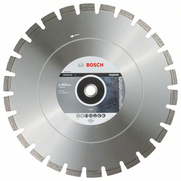 Bosch Lame de scie diamant Meilleur pour asphalte 450 x 25,40 x 3,6 x 12 mm