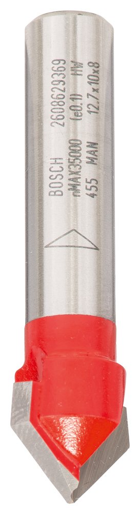 Bosch Professional Fraise à rainurer droit en V 8 mm d 12,7 mm Longueur 10 mm G 44,5 mm 90°