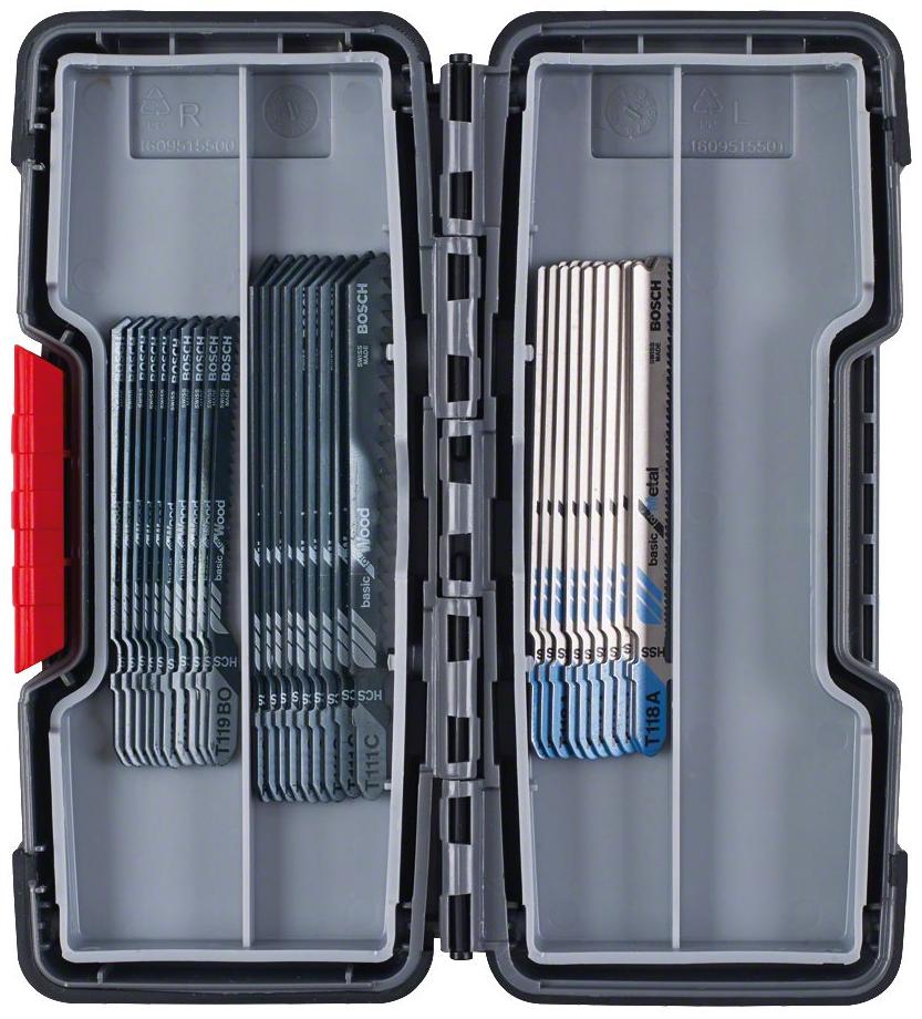 Bosch Kit 30 lames de scie sauteuse Basic for Wood and Metal, Tough Box