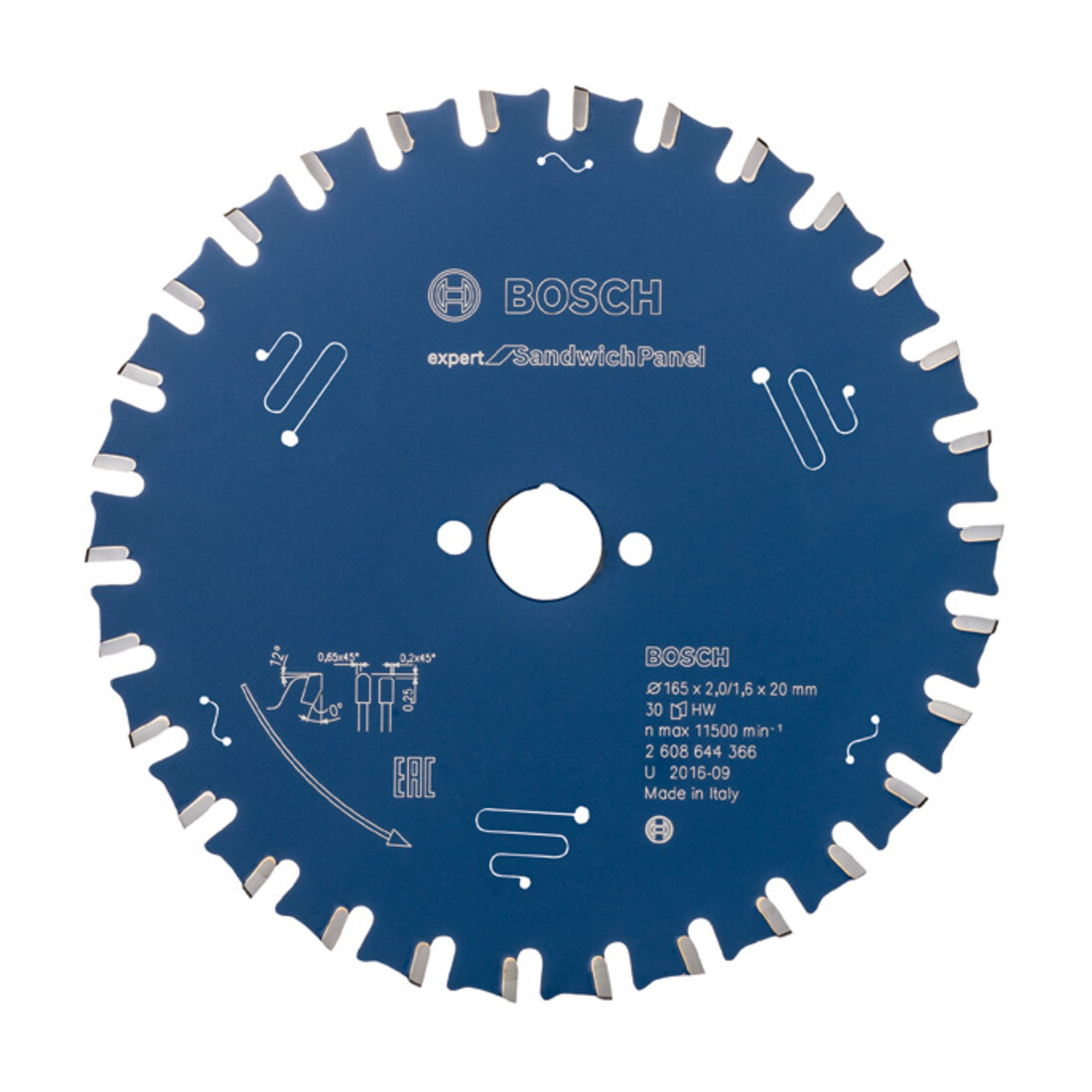 Bosch Lame de scie circulaire Expert pour panneaux sandwich 165 x 20 x 2,0 mm 30
