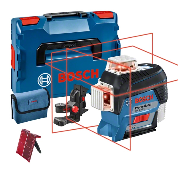 Bosch Laser lignes rouge 360° Pile/batterie 12V GLL 3-80 C + 2 batteries 12V 3 Ah + 1 chargeur GAL 12V-40