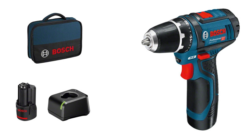 Bosch Professional Perceuse-visseuse 12V GSR 12V-15 + 2 batteries 2Ah + chargeur + sacoche