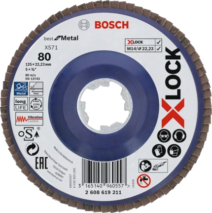 Bosch Disque à lamelle  X-Lock plat 125mm grain 80