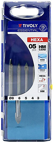 Tivoly - Coffret 5 Forets Verre Technic, Queue Hexa ,D3, 4, 5, 6, 8mm