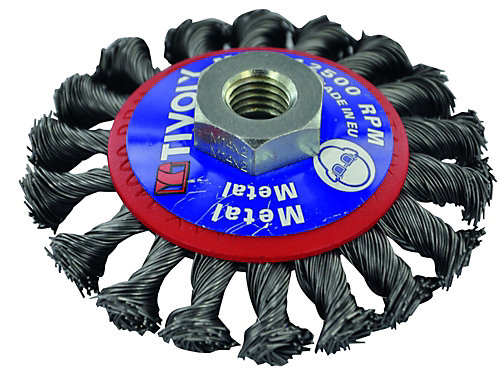 Tivoly - Brosse Conique D95mm M14 pour meuleuse Acier Torsadé Technic Gros Décapage Métal