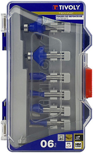 Tivoly - Coffret de 6 fraises de défonceuse de formes assorties - Queue 8mm