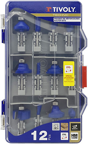 Tivoly - Coffret de 12 Fraises de défonceuses de formes assorties - Queue 6mm