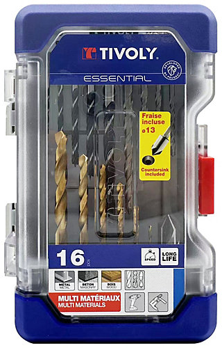 Tivoly - -Coffret RANGER 16 pièces -Spécial Perçage Métaux / Béton / Bois