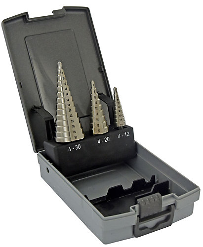 Tivoly - Coffret 3 forets HSS coniques étagés goujures droitesD 4 à 30mm