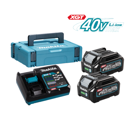 Makita Pack XGT 40V 2 batteries BL4040 2,5 Ah + Chargeur rapide DC40RA