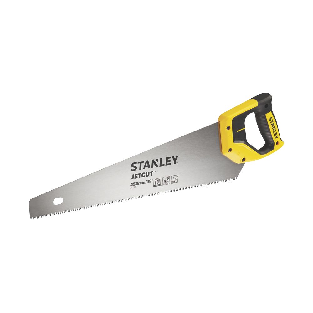 Stanley Scie à main pour bois/aggloméré/MDF 7 dents/pouce Jetcut 450 mm