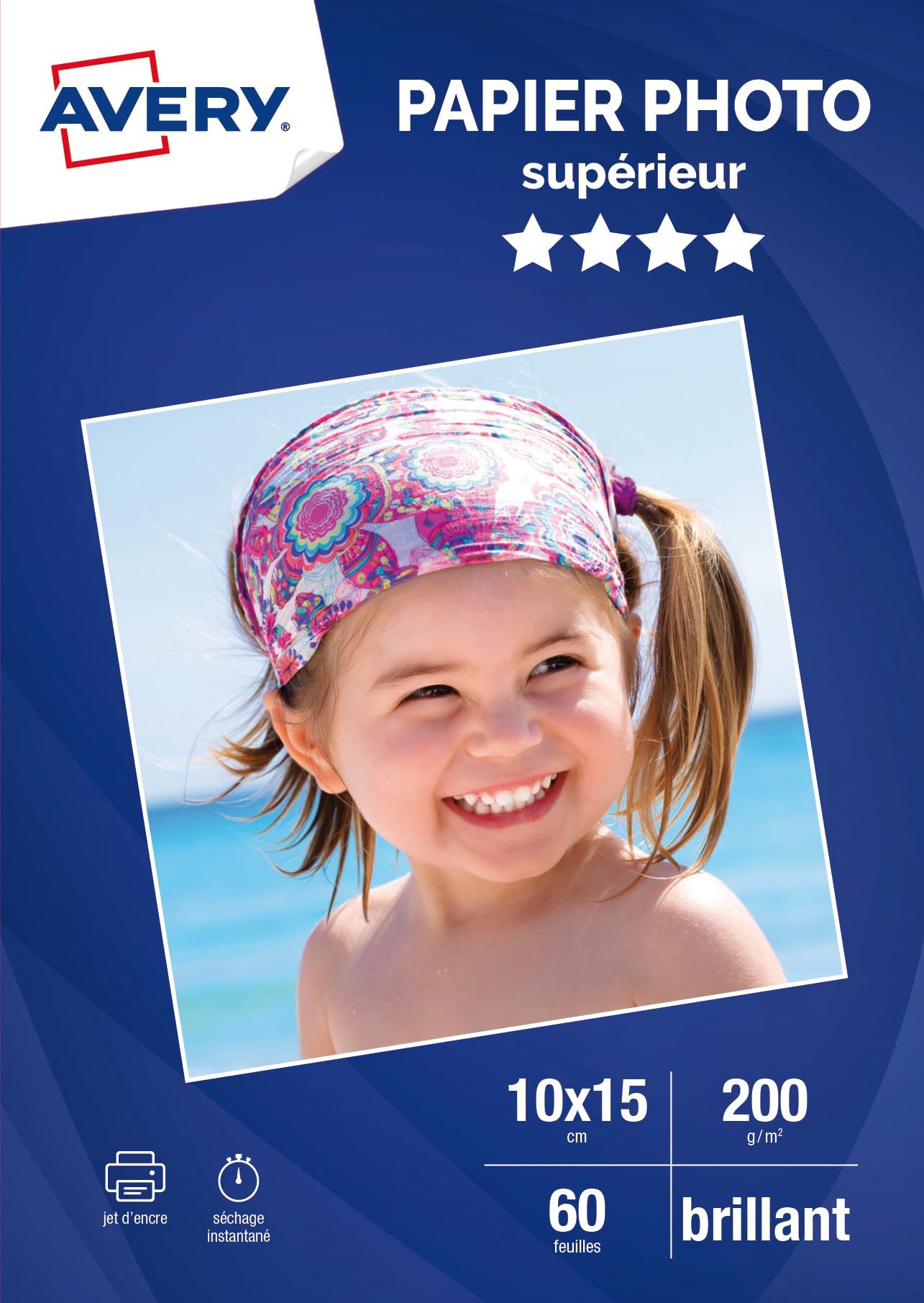 Avery papier photo 60 photos brillantes 10x15 200g/m²