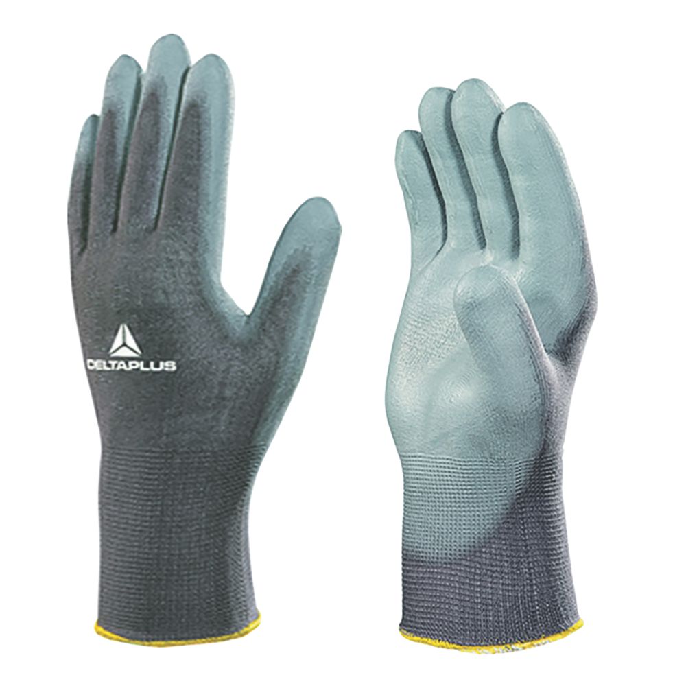 Delta Plus Lot de 12 gants de manutention en PU VE702PG gris taille L