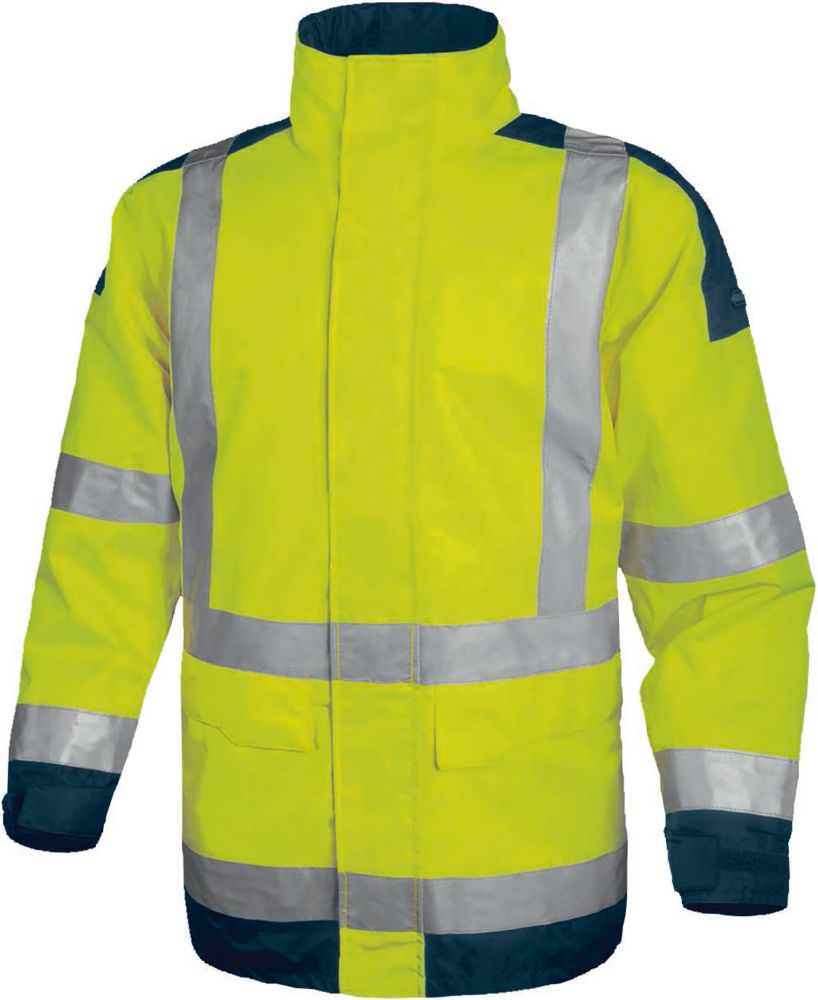 Delta Plus Parka imperméable haute visibilité jaune fluorescent/bleu marine, taille 2XL