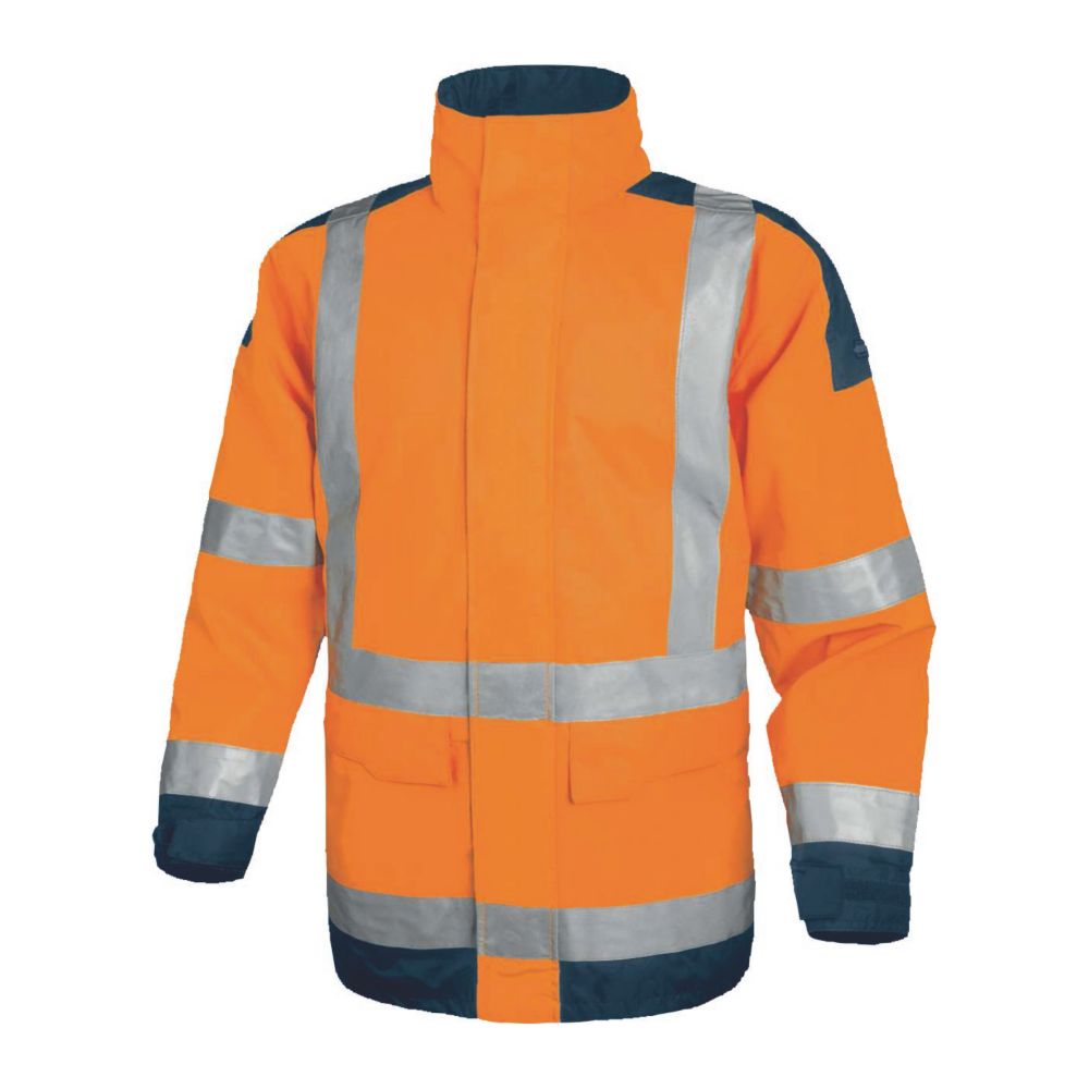 Delta Plus Parka imperméable haute visibilité orange/bleu marine, taille XXL