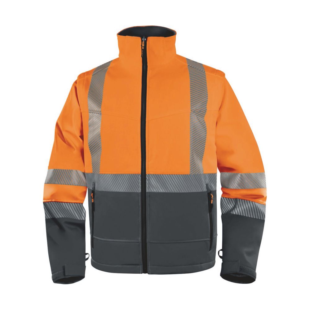 Delta Plus Veste Softshell imperméable haute visibilité 2 en 1 orange/gris, taille M