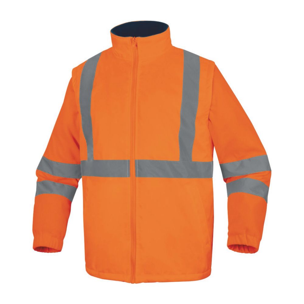 Delta Plus Parka imperméable haute visibilité 5 en 1 orange/bleu marine, taille XXL