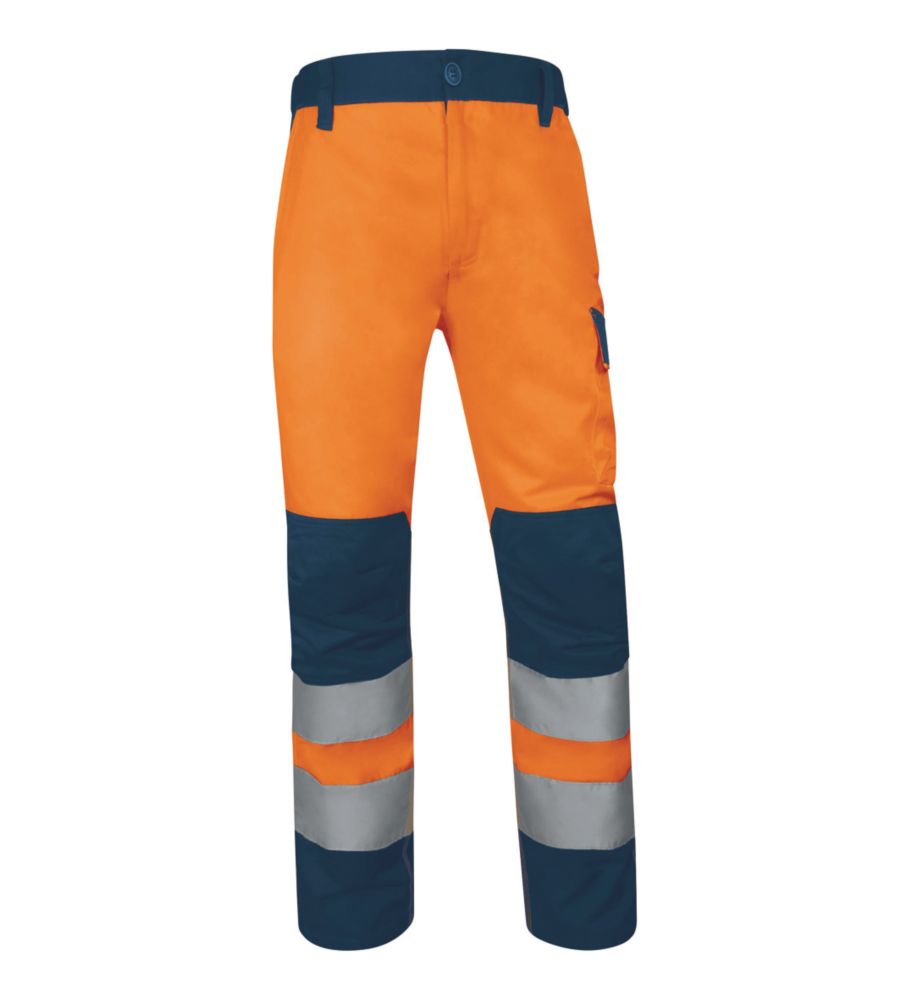 Delta Plus Surpantalon à taille élastique haute visibilité Classe 2 orange/bleu marine, taille M longueur 80 cm