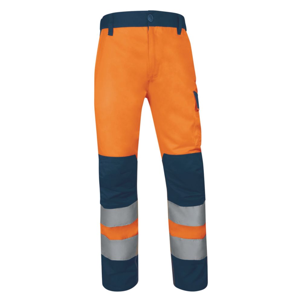 Delta Plus Surpantalon à taille élastique haute visibilité Classe 2 orange/bleu marine, taille XL longueur 82 cm