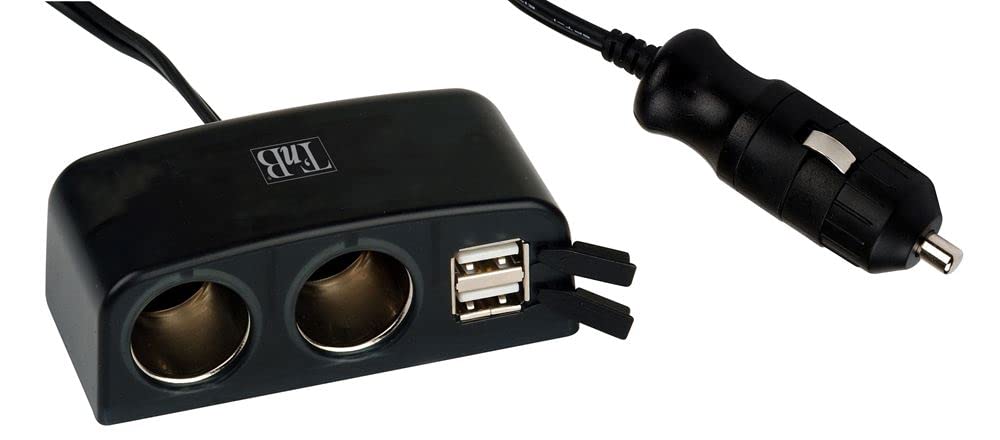 T'nB Chargeur Allume Cigare USB 2x USB-A 30W + 2 prises allume-cigare (Noir)