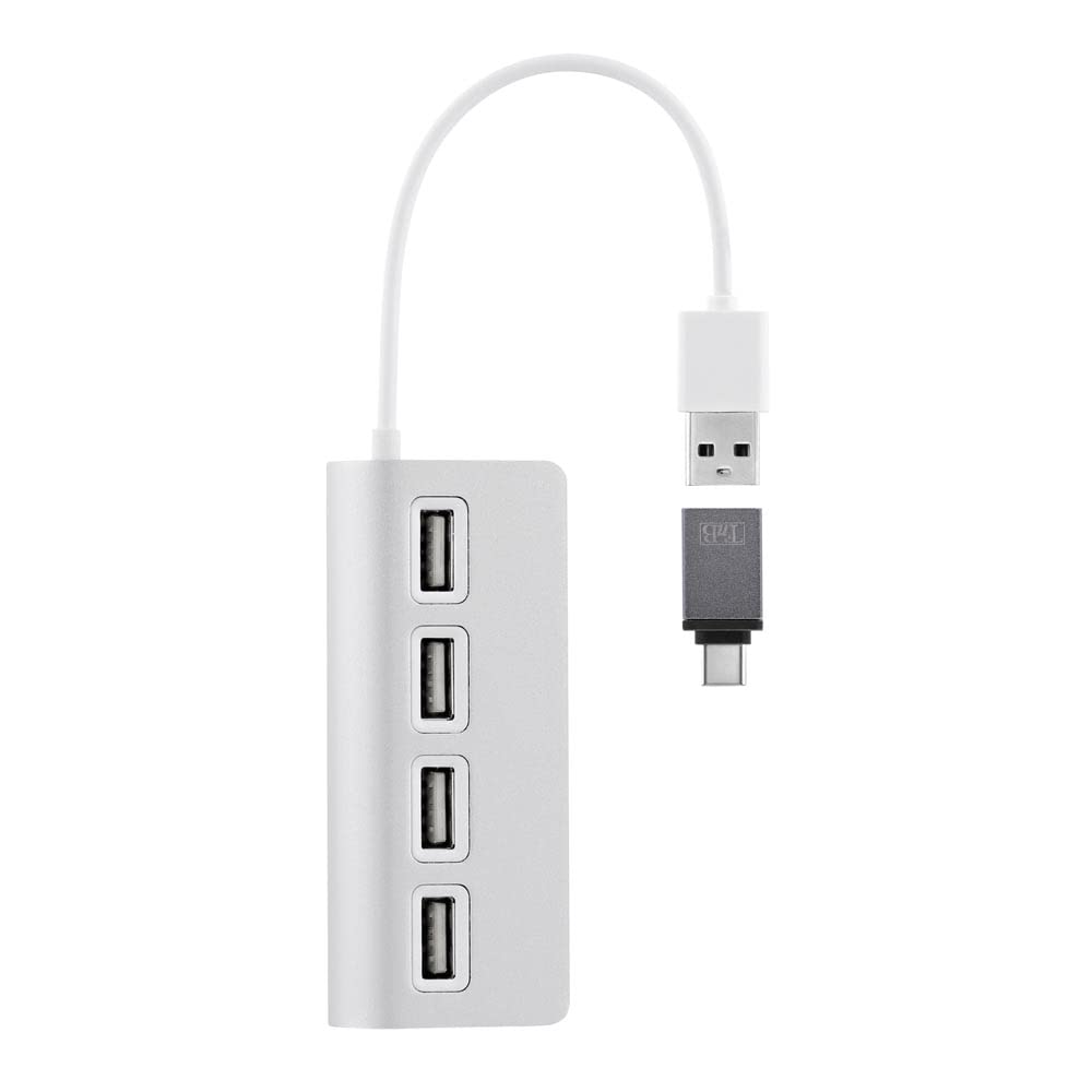 T'nB TNB Hub 4 Ports USB 2.0 Selfpowered Compatible Pc/Mac Aluminium Finish