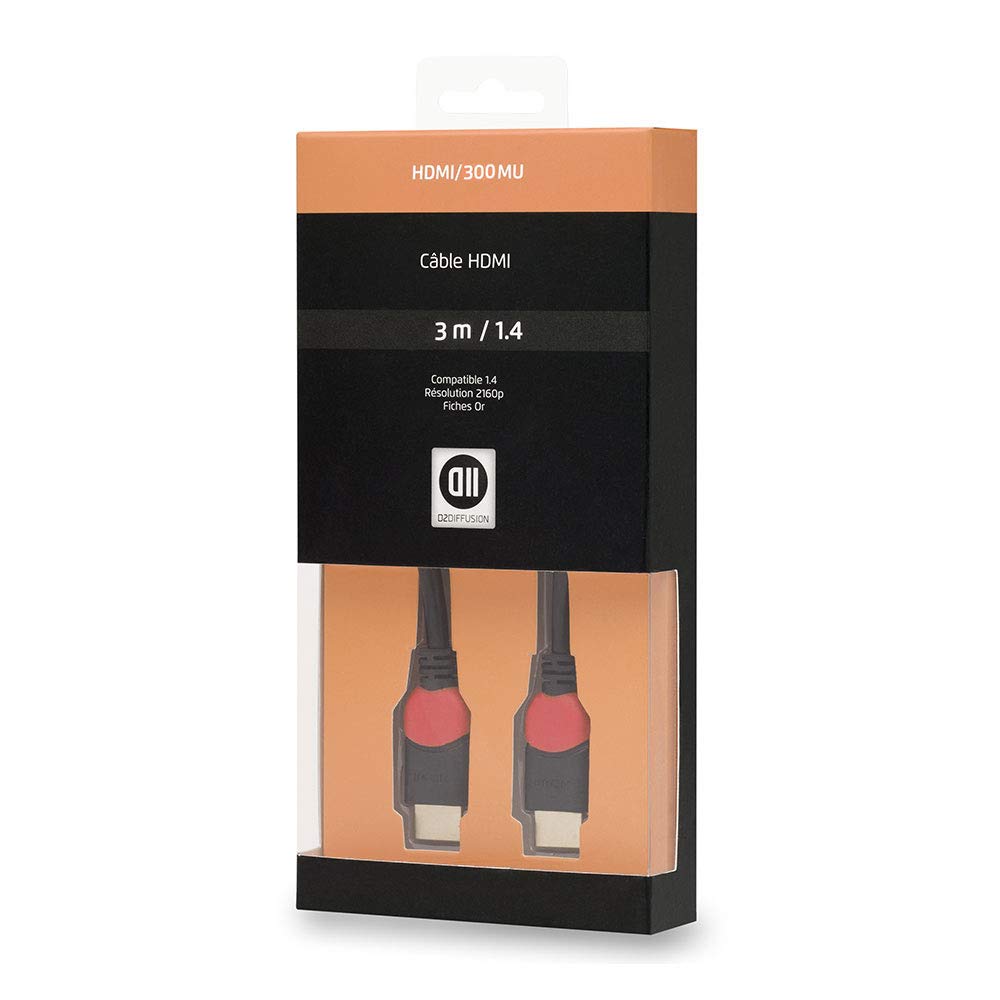 D2 Diffusion Cable HDMI 1.4 3m M/M (Noir/Rouge)