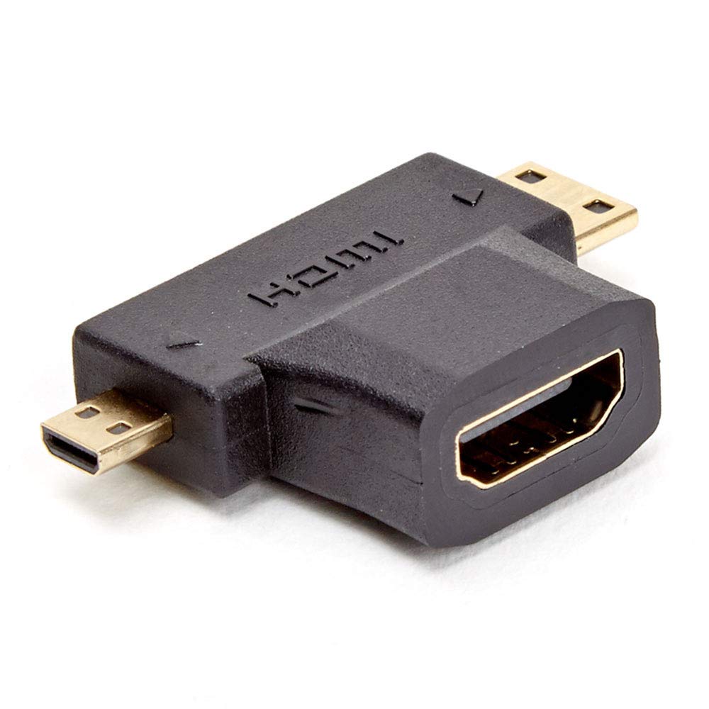 D2 Diffusion Adaptateur Micro HDMI mâle (Type D) et Mini HDMI mâle (Type C) vers HDMI femelle (Type A) (Noir)