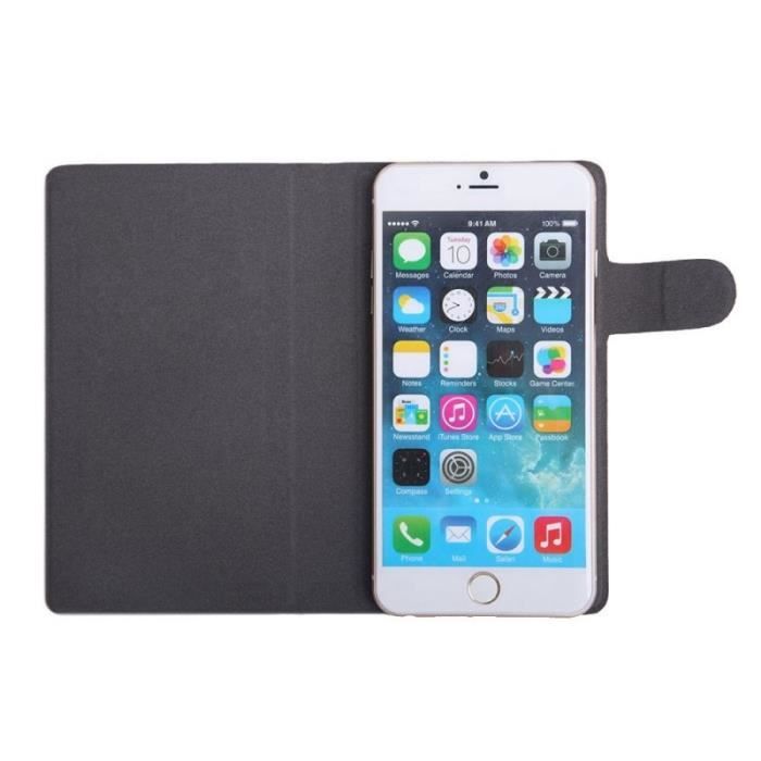 WE Etui universel colle magique noir effet peau de p che/coin pliable taille L pour