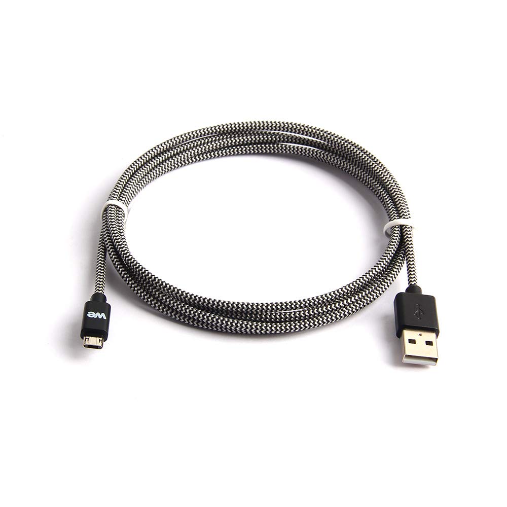 WE C ble USB/Micro USB Nylon 1m tressé noir et blanc connecteur Micro USB reversibl
