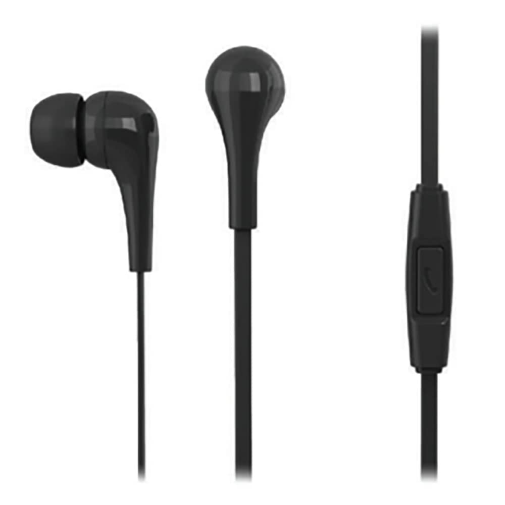 WE Ecouteurs avec micro, Noir, longueur c ble 1.2m, connecteur jack 3.5mm, boitier