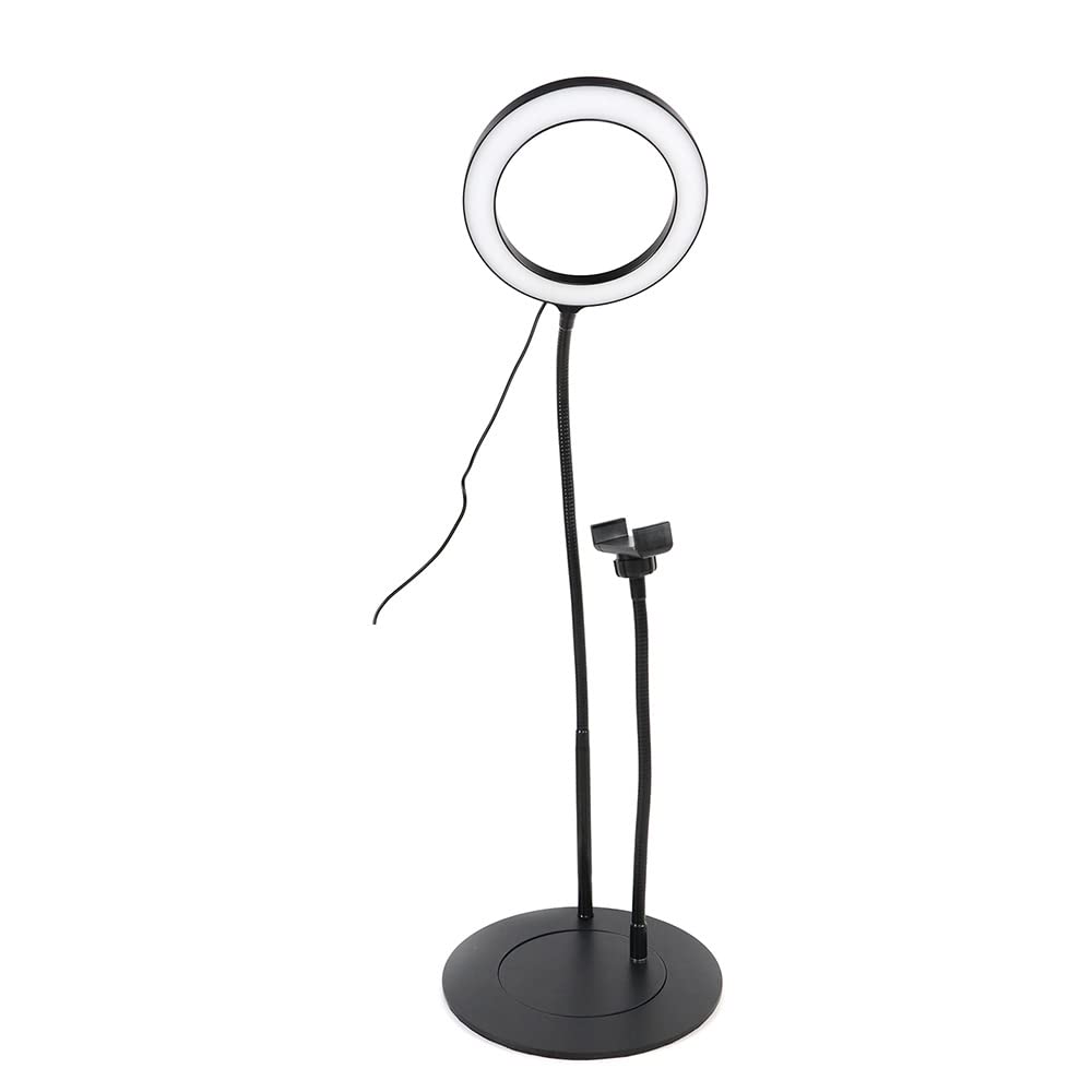 WE Anneau lumineux D.20 cm avec support téléphone universel sur pied métal séparabl